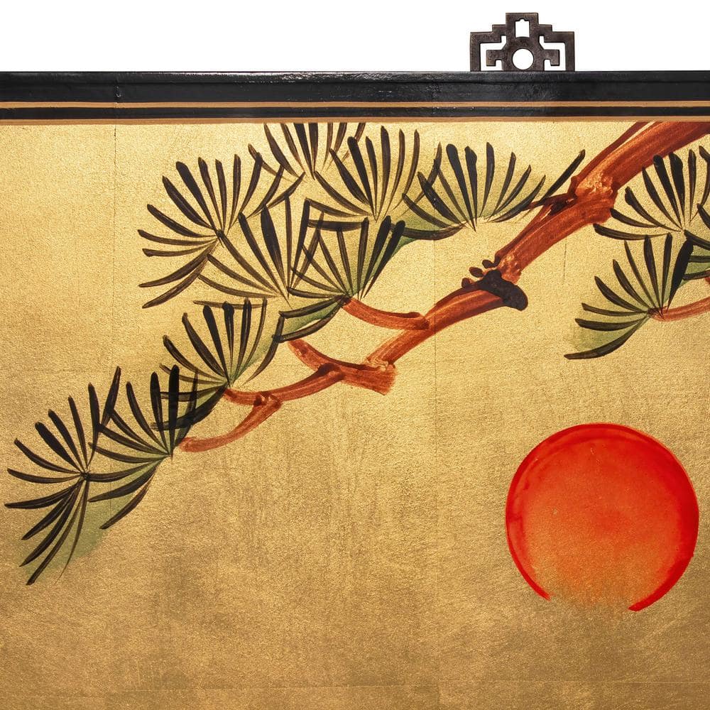 72" Gold Leaf Cranes Acrylic Wall Art Set