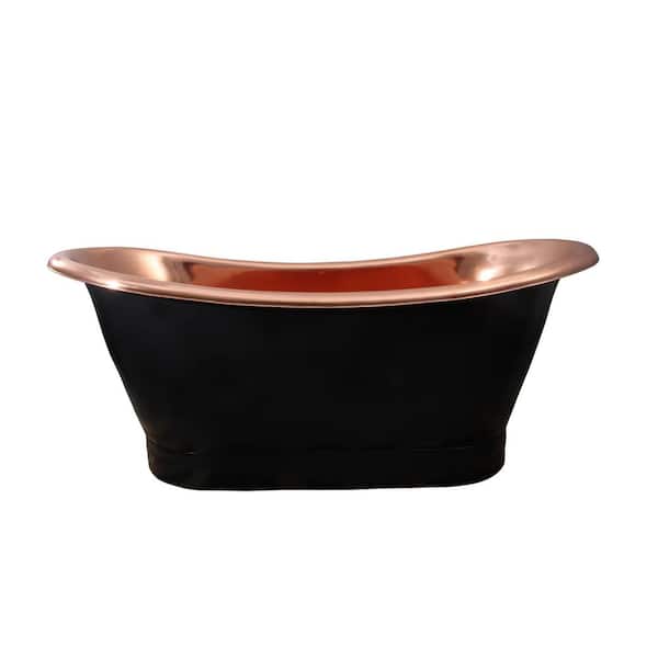 Barclay Products Chapal 69.5 in. Copper Double Slipper Flatbottom Non-Whirlpool Bathtub in Black Copper