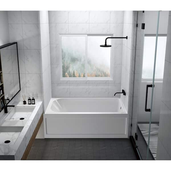 Oriel 60 in. Acrylic Right Drain Rectangular Alcove Bathtub in White