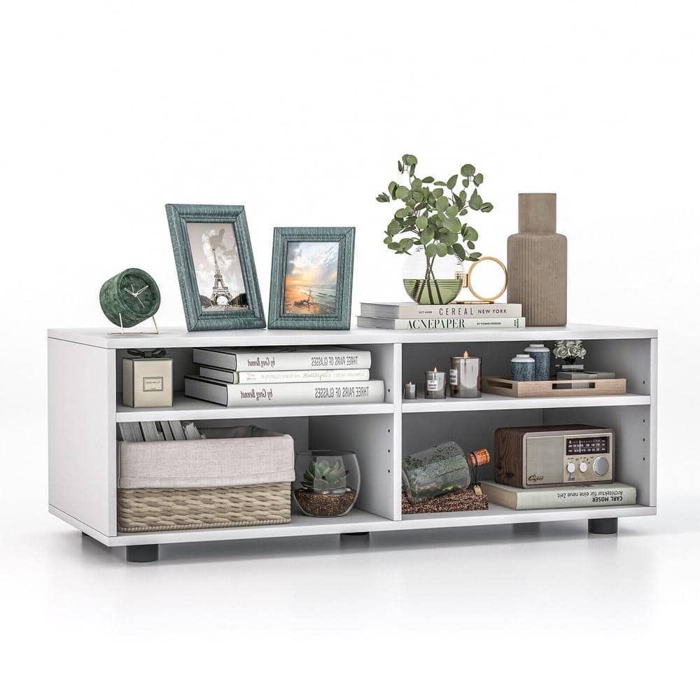 4-Cube White TV Stand Fits TVs up to 45 in. with 5-Positions Adjustable Sh