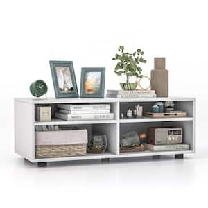 4-Cube White TV Stand Fits TV's up to 45 in. with 5-Positions Adjustable Shelves