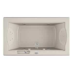FUZION 72 in. x 42 in. Rectangular Whirlpool Bathtub with Center Drain in Oyster