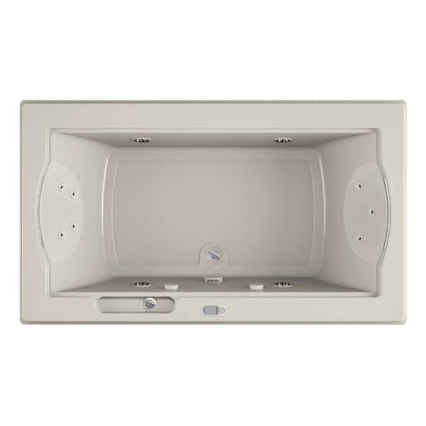 JACUZZI FUZION 72 in. x 42 in. Rectangular Whirlpool Bathtub with Center Drain in Oyster