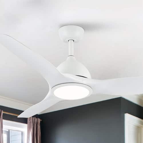 52 in. Indoor Integrated LED Modern Matte White Propeller Ceiling Fan with Light and 6-Speed Remote Control Lighting