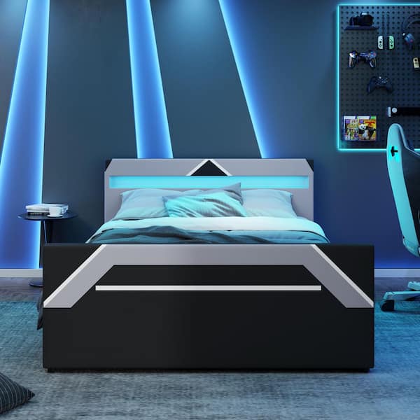 Harper & Bright Designs Cyberpunk Black and Gray Wood and Metal