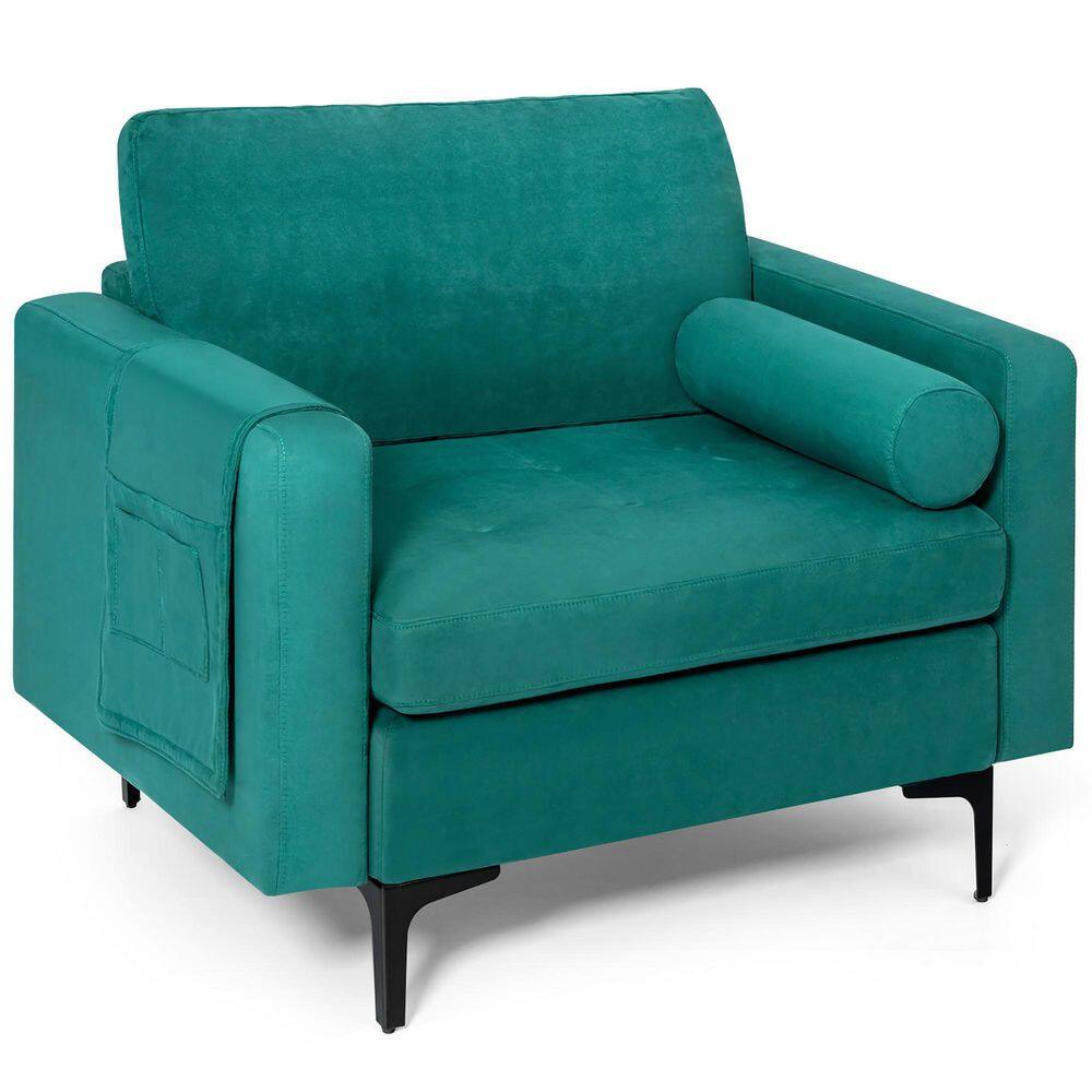 Costway Fabric Accent Armchair Single Sofa with Bolster and Side