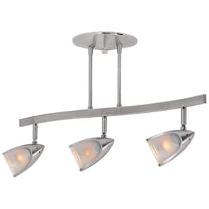 Comet 3-Light Brushed Steel Semi-Flush Mount Light with Opal Glass Shade