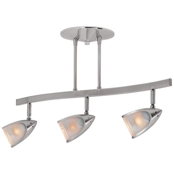 Access Lighting Comet 3-Light Brushed Steel Semi-Flush Mount Light with Opal Glass Shade