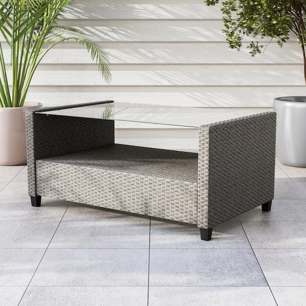 MUSE & LOUNGE Valo Gray Rectangle Metal Outdoor Coffee Table