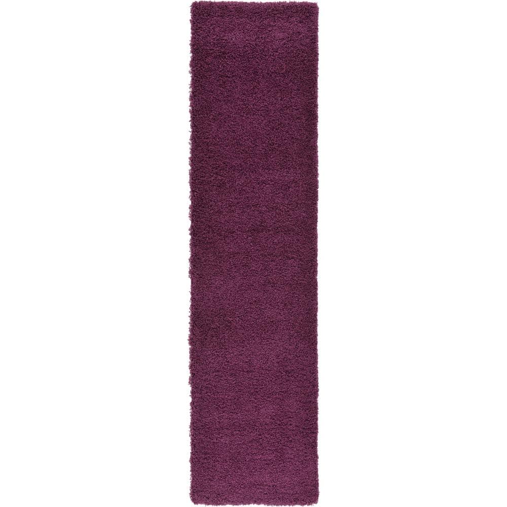 Solid Shag Eggplant Purple 10 ft. Runner Rug price history on PriceWatchPro