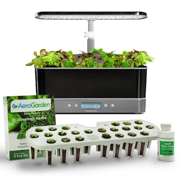 AeroGarden Harvest Elite Slim, Platinum with Seed Starting System Bundle