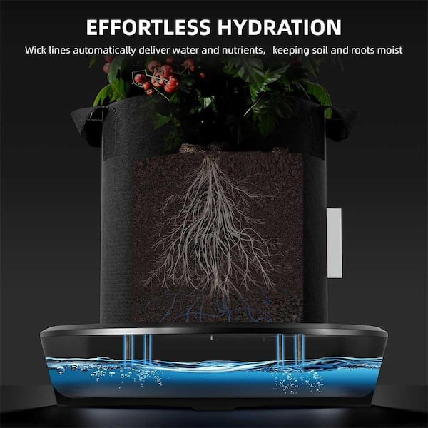 Oyezvary Gravity-Fed Self-Watering System, 4-Pack w/ 13 Gallon Reservoir, Auto Watering Fabric Pot Base for Plants and Grow Tents
