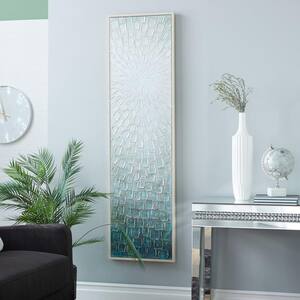 1- Panel Starburst Radial Framed Wall Art with Brown Frame 20 in. x 71 in.
