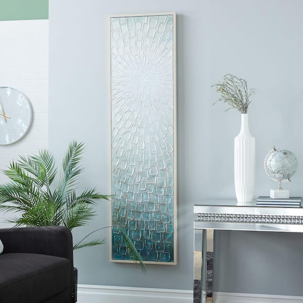 1- Panel Starburst Radial Framed Wall Art with Brown Frame 20 in. x 71 in.