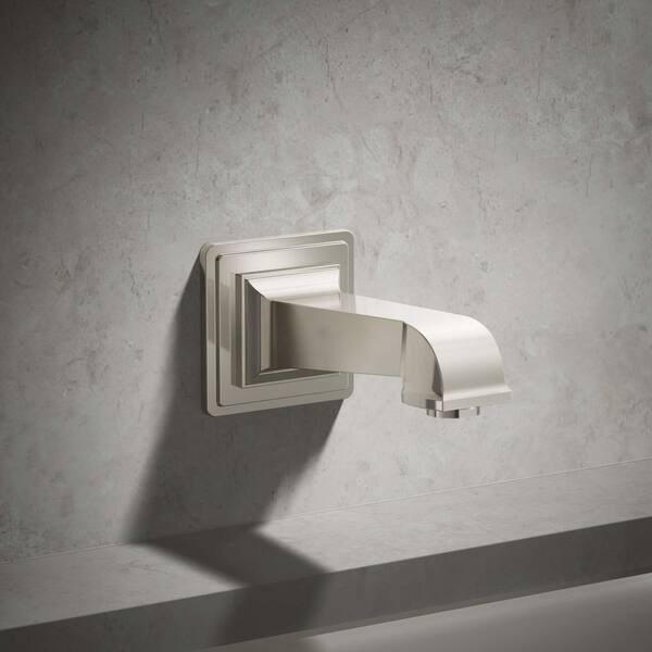 KOHLER Pinstripe Pure Wall-Mount Non-Diverter Bath Spout in Vibrant Polished Nickel