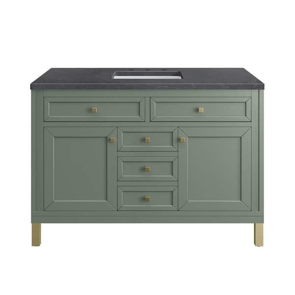 James Martin Vanities Chicago 48.0 in. W x 23.5 in. D x 34 in. H Bathroom Vanity in Smokey Celadon with Charcoal Soapstone Quartz Top