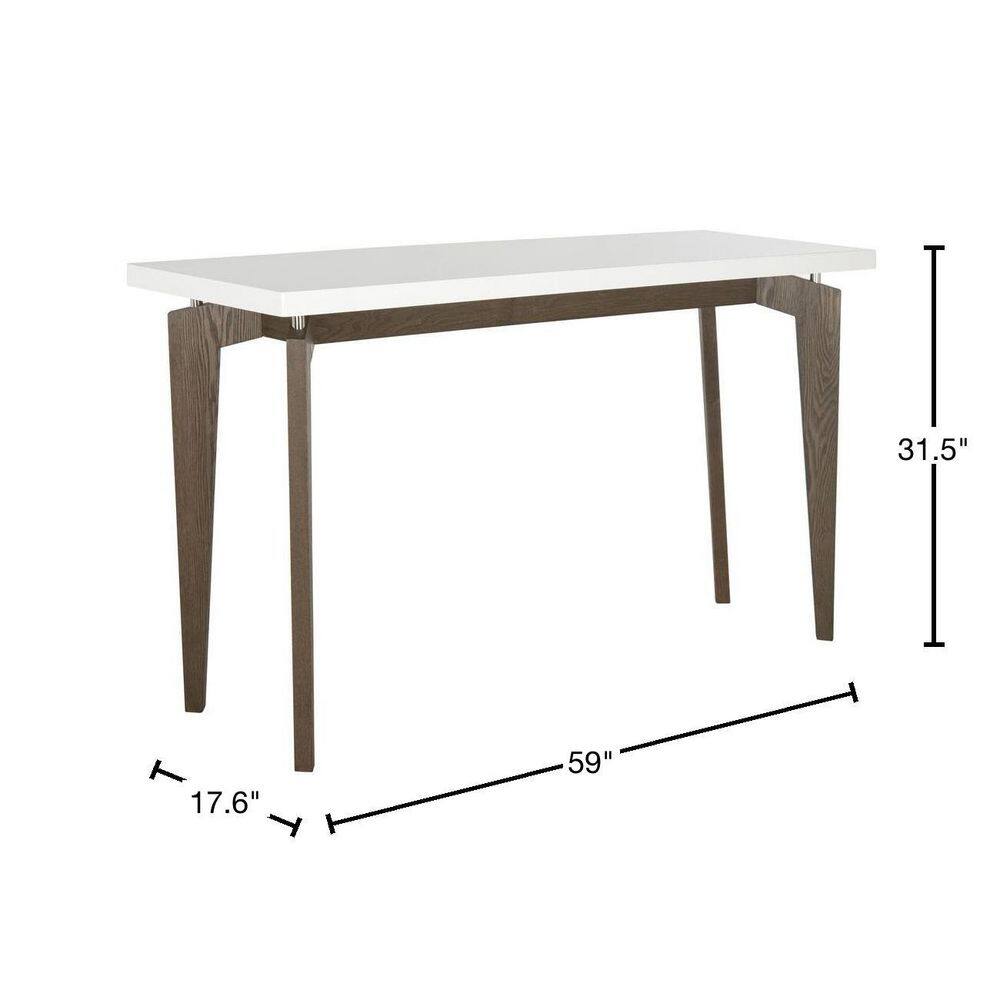 White and Dark Brown Lacquered Wood Console Table with Storage