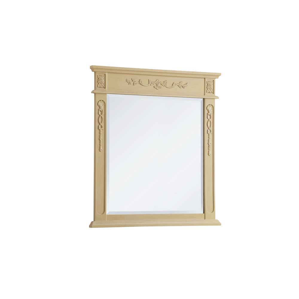 Elegant Light Antique Beige Wood Framed Rectangular Mirror
