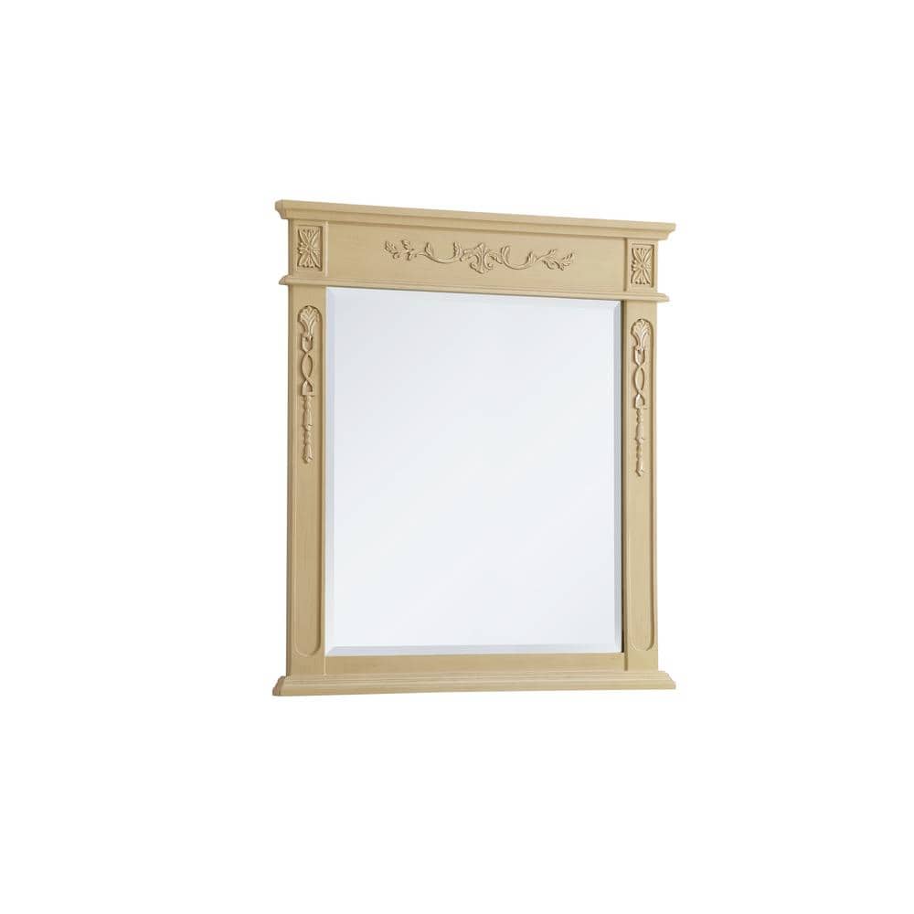 Elegant Light Antique Beige Wood Framed Rectangular Mirror