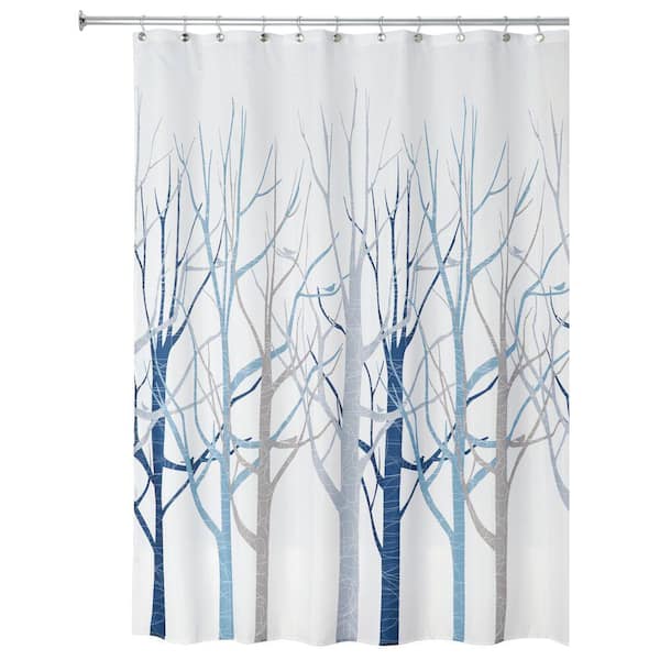 IDESIGN Blue/Gray 72 x 72 in. Forest Shower Curtain