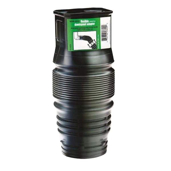 Amerimax Home Products FLEX Drain 2 in. x 3 in. x 3 in. Black Copolymer Downspout Adapter