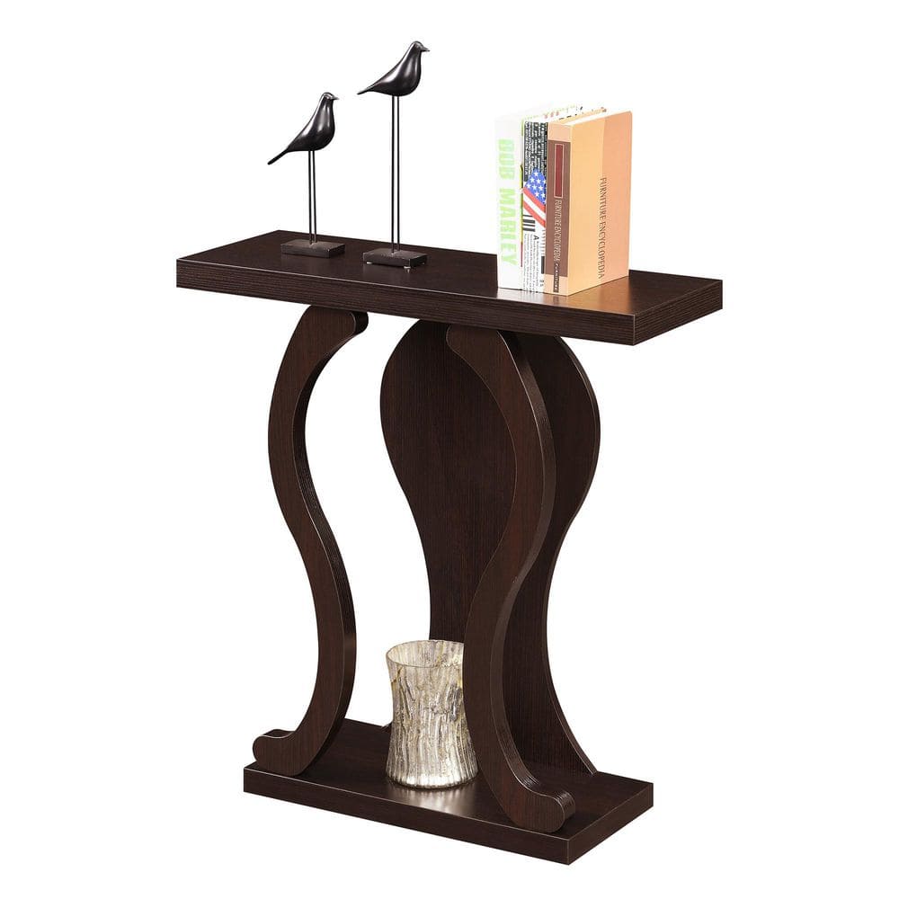Newport Terry B Espresso Wood Console Table with Storage Shelf