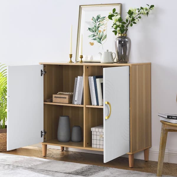 Most Comfortable Modern MDF Sideboard Buffet Cabinet-Adjustable Shelves, Doors-Ideal in Natural Wood