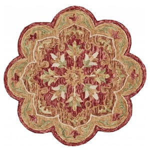 Red 6 ft. Round Wool Area Rug