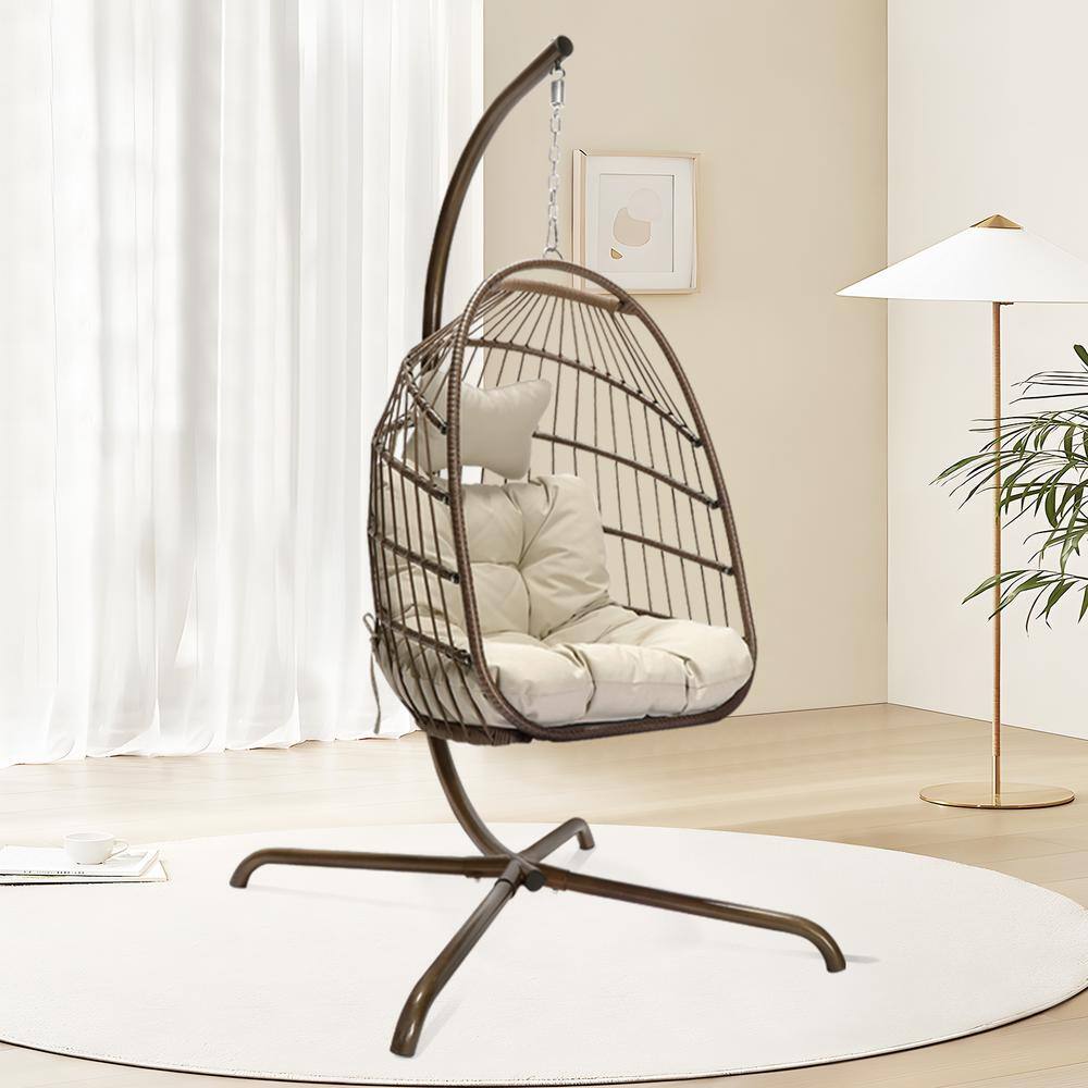Hanging Egg Chair Cushion Swing Removable Thickened Basket Seat with  Headrest