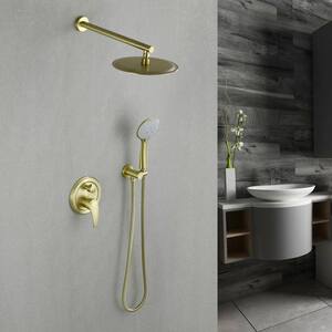 Klein 5-Spray Patterns 10 in. Wall Mount Rainfall Dual Shower Heads Anti-Microbial Nozzles in Brushed Gold