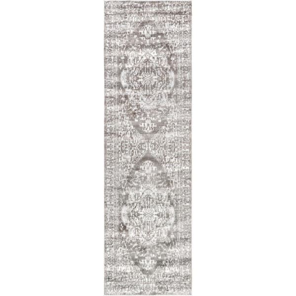 Melody Vintage Medallion Light Gray 2 ft. 6 in. x 8 ft. Runner Rug Area Rug