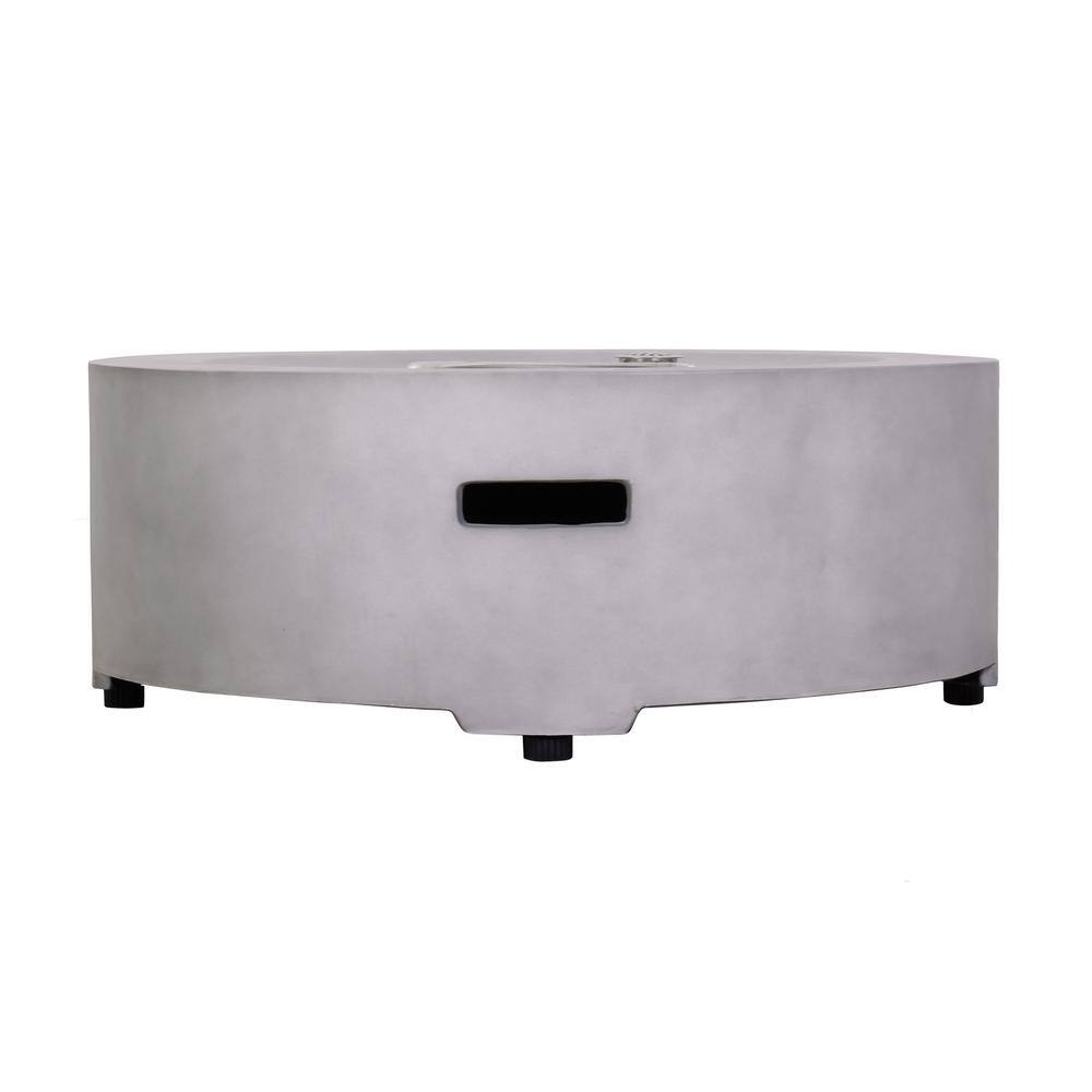 30.00 in. Gray Round Stone Outdoor Fire Pit Table with Water Proof Cover and Lava Rock