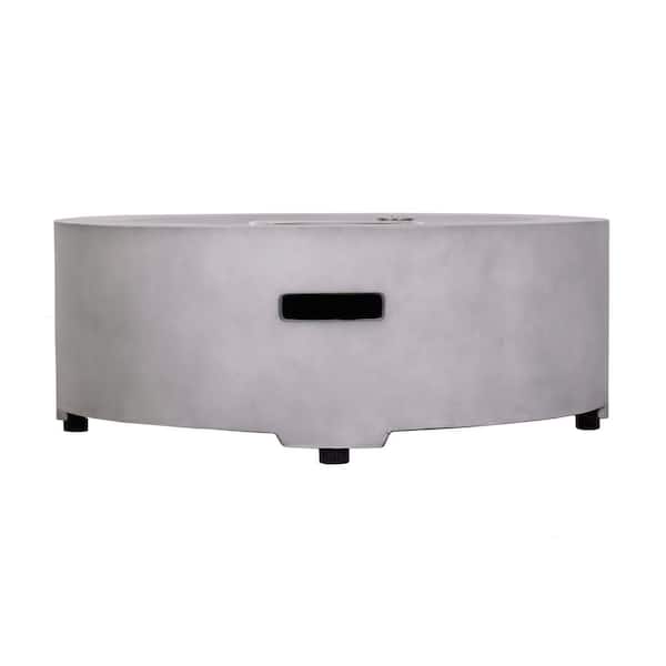 Willit 30.00 in. Gray Round Stone Outdoor Fire Pit Table with Water Proof Cover and Lava Rock