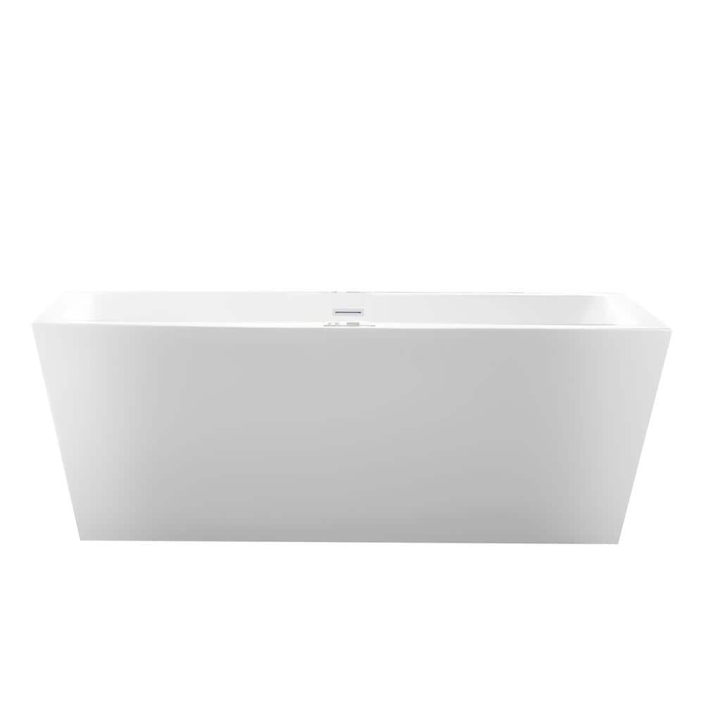 Elena 59'' Pure White Acrylic Freestanding Bathtub