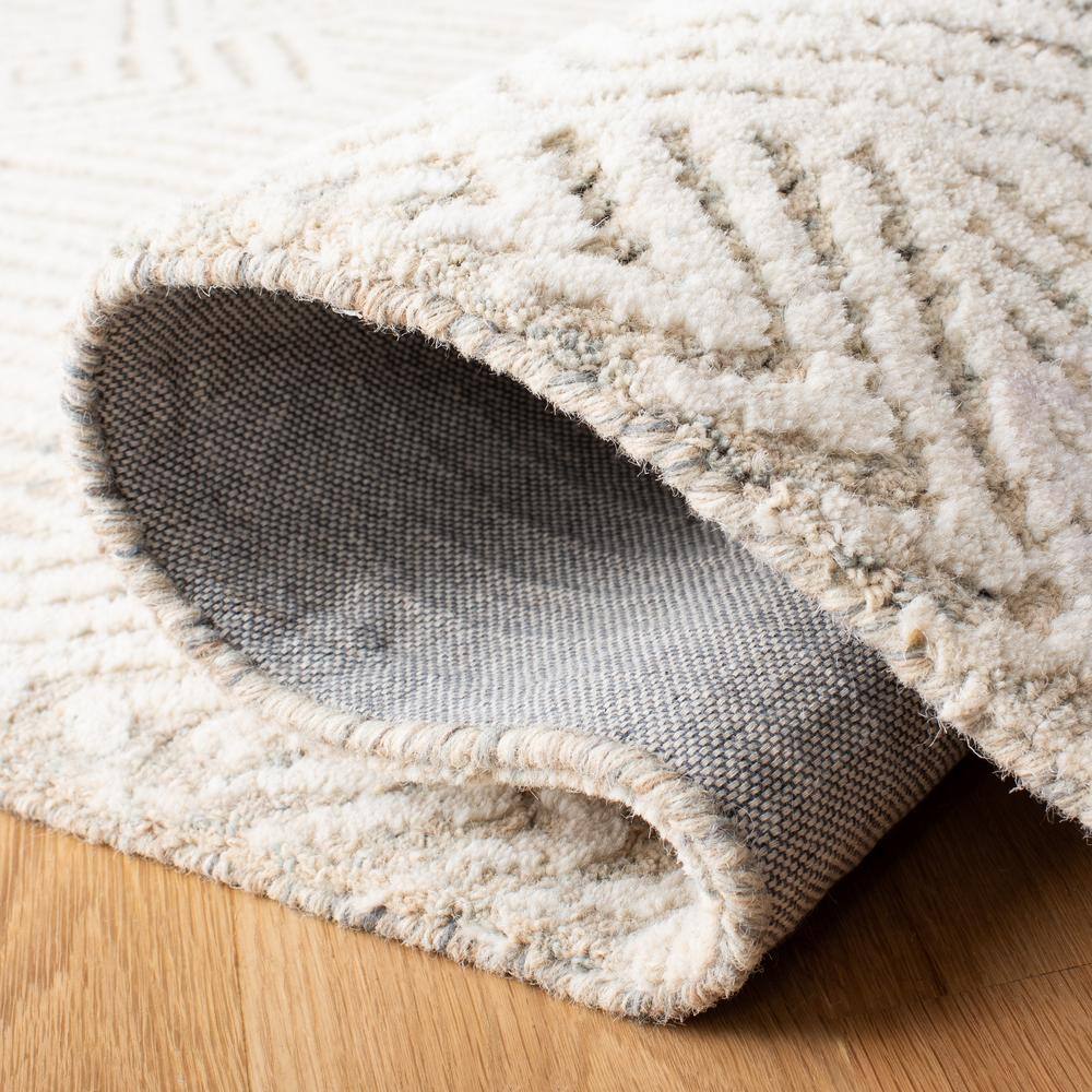 Beige and Ivory Hand-Tufted Wool Runner Rug