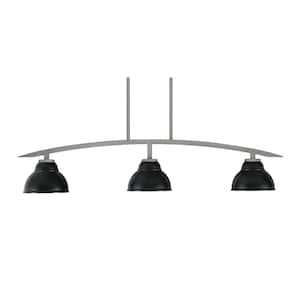 Siena 41 in. 3-Light Graphite Chandelier with 7 in. Matte Black Metal Shades no bulbs included