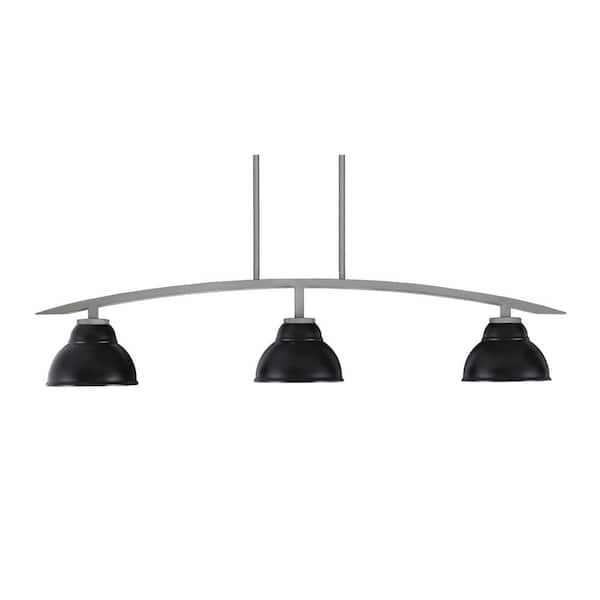 Unbranded Siena 41 in. 3-Light Graphite Chandelier with 7 in. Matte Black Metal Shades no bulbs included