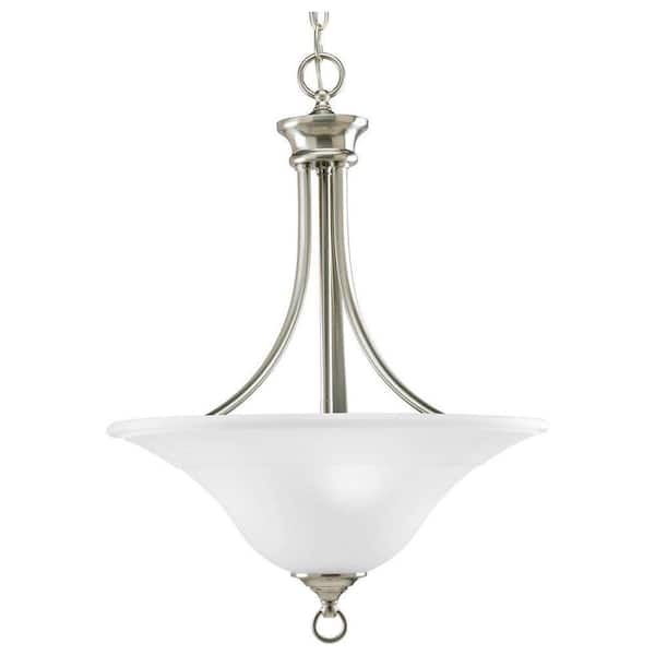 Progress Lighting Trinity 3-Light Brushed Nickel Foyer Pendant with Etched Glass