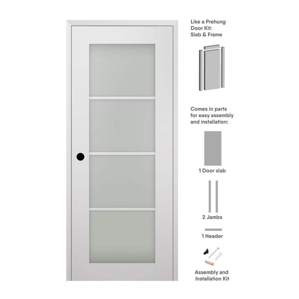 Smart Pro 4 Lite 32 in. x 84 in. Right-Hand Frosted Glass Polar White Composite Wood Single Prehung Interior Door price history on PriceWatchPro