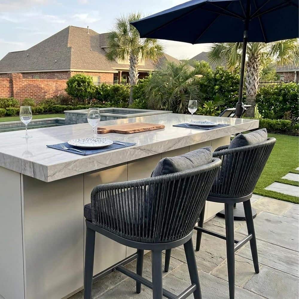 Counter Height Aluminum Outdoor Bar Stool Patio Wicker Stools with Removable Cushion and Pillow, Gray(2-Pack) price history on PriceWatchPro