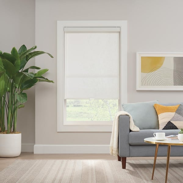 Eclipse Solar White Cordless Light Filtering Polyester Roller Shade 36 in. W x 72 in. L
