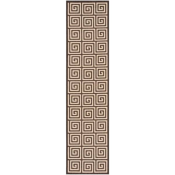 SAFAVIEH Linden Cream/Brown 2 ft. x 8 ft. Border Geometric Runner Rug