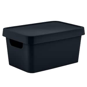 9.76 in. L x 6.69 in. W x 4.84 in. H Small Vinto Storage Box Closet Drawer Organizer with Lid in Charcoal