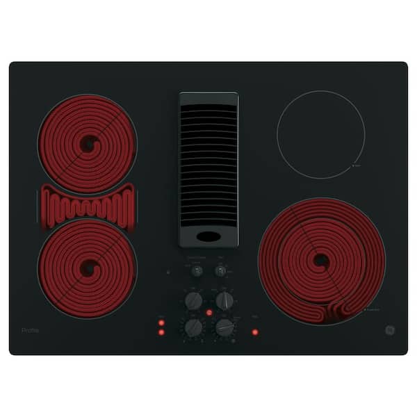 Profile 30 in. 4 Burner Element Downdraft Electric Cooktop in Black