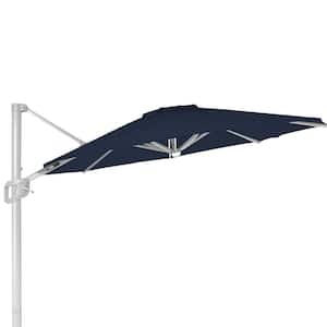 12 ft. Patio Offset Umbrella Cantilever Umbrella, Center light and Strip Lights in Navy Blue