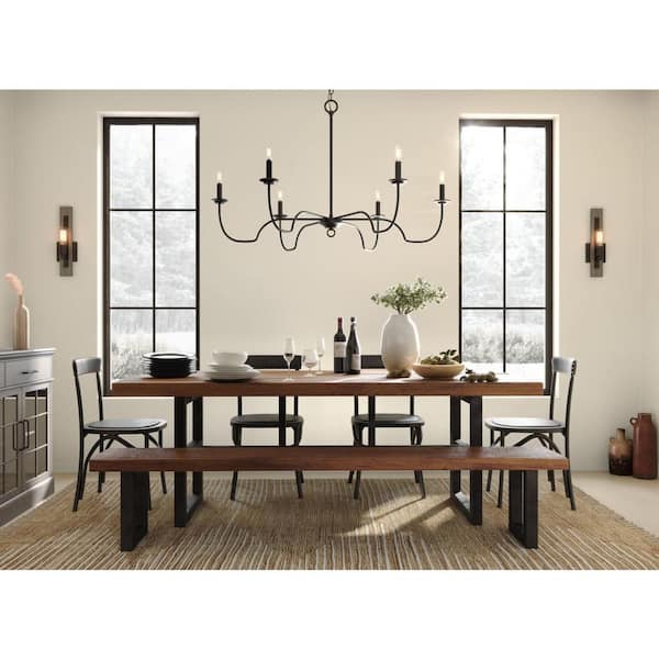Canebrake 6-Light Matte Black Farmhouse Chandelier Light