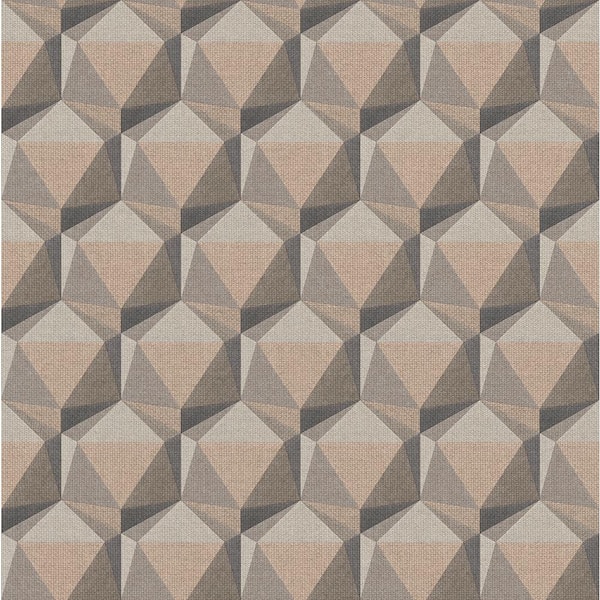 Unbranded Fusion Collection Geometric Motif Grey/Cream/Beige Matte Finish Non-Pasted Vinyl on Non-Woven Wallpaper Roll