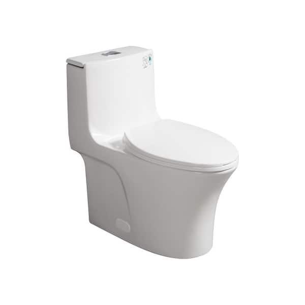 Standard Series 12 in. 1-Piece 1.1/1.6 GPF Dual Flush Elongated Toilet in Glossy White Seat Included