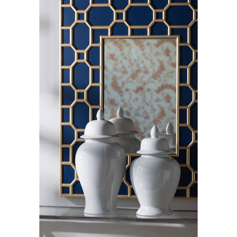 Contemporary Ceramic White Gloss Seaford Jar Set, 20" Height