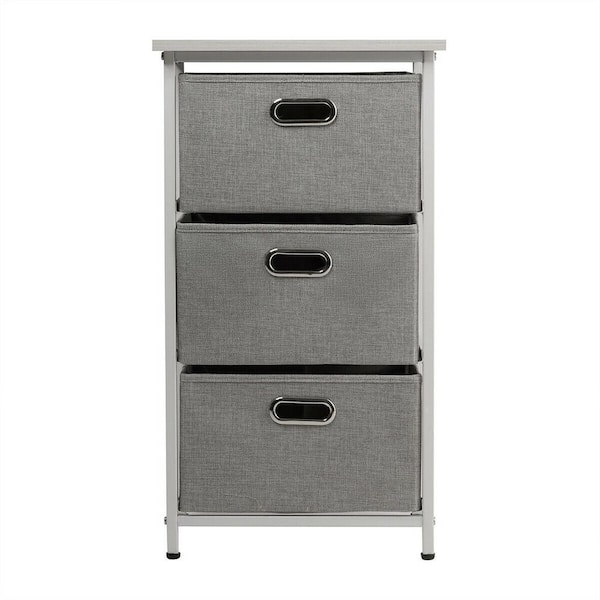 Boyel Living White 3-Drawer Storage Cabinet with Foldable Fabric Storage  Bins HYSN-63921WH - The Home Depot